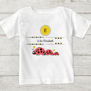 Marienkäfer fügen Namen schwarz und gelb hinzu Baby T-shirt