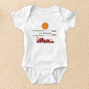 Marienkäfer fügen Namen schwarz und orange hinzu Baby Strampler