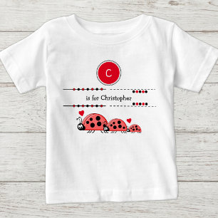 Marienkäfer fügen Namen schwarz und rot hinzu Baby T-shirt