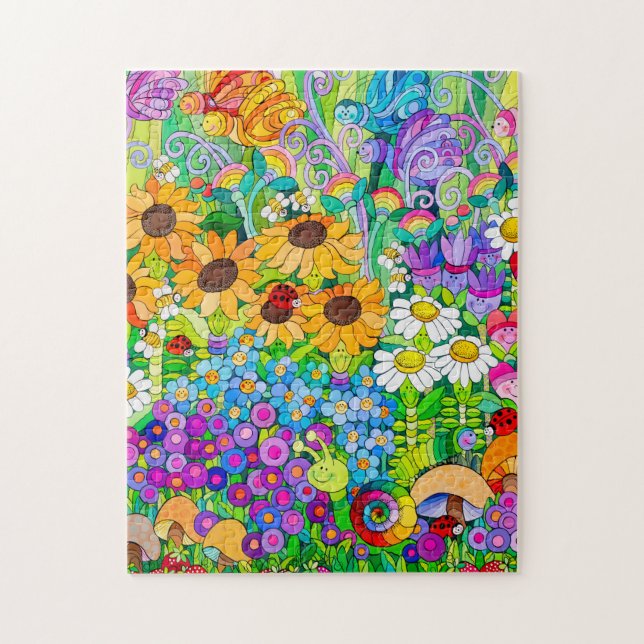 Marienkäfer-Garten-Puzzlespiel (Vertikal)