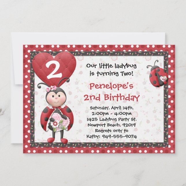 Marienkäfer-Geburtstags-Party Einladung (Vorderseite)