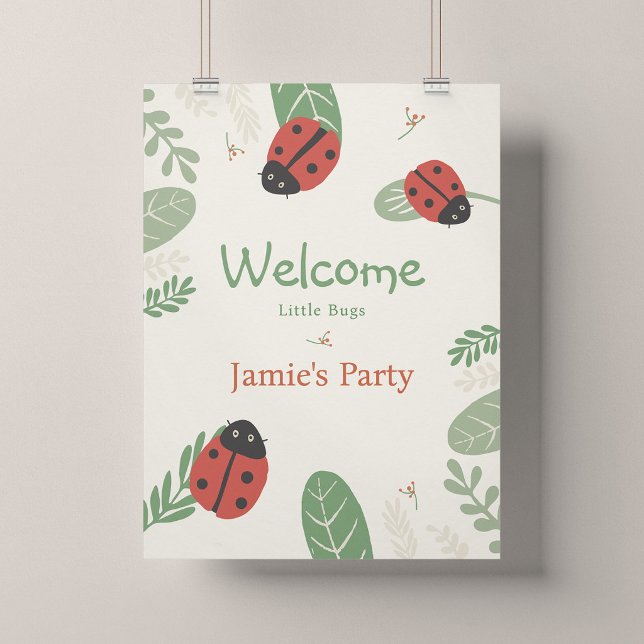Marienkäfer-Geburtstags-Willkommensposter - Größe  Poster (Ladybird Meadow - 18x24" Party Welcome Poster)