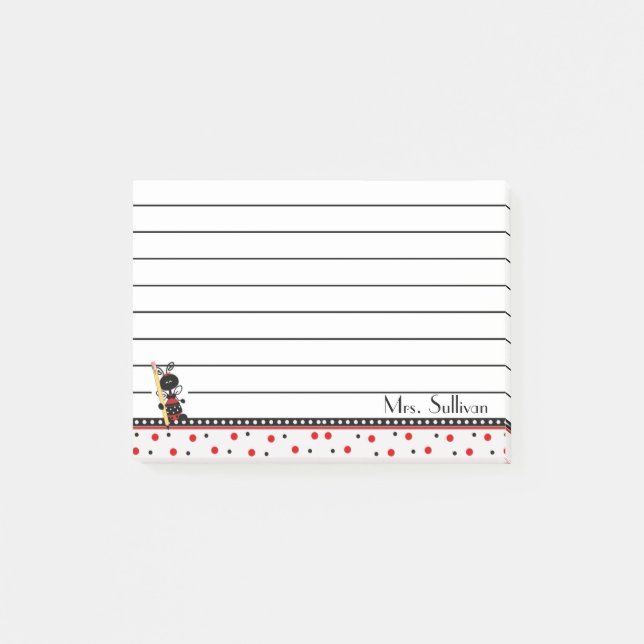 Marienkäfer gezeichnet post-it klebezettel (Vorderseite)