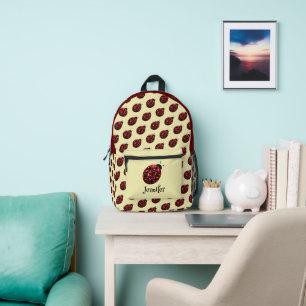 Marienkäfer glänzt rotes Muster gelb benutzerdefin Bedruckter Rucksack