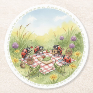 Marienkäfer-Grillparty-Gartenparty-Getränkeunterse Runder Pappuntersetzer