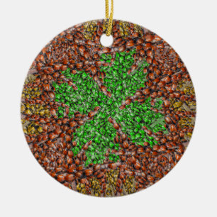 Marienkäfer-Kleeblatt-Verzierung Keramikornament