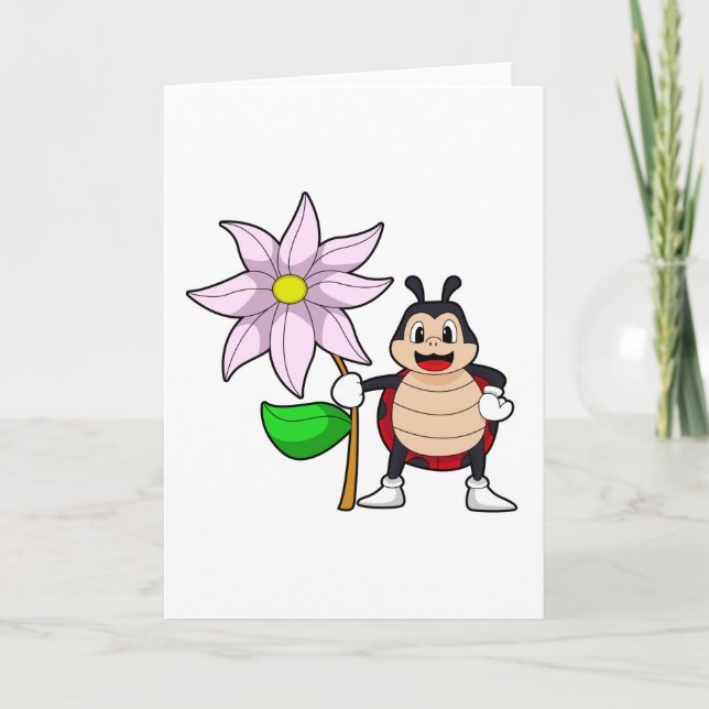 Marienkäfer mit Blume.PNG Karte (Vorderseite)