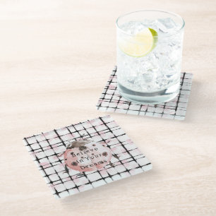 Marienkäfer mit rosa schwarzen Streifen Glasuntersetzer