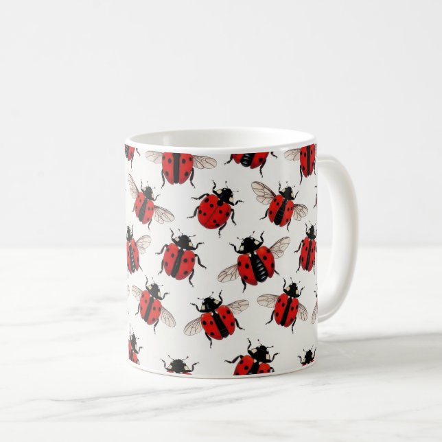 Marienkäfer-Muster Kaffeetasse (VorderseiteRechts)