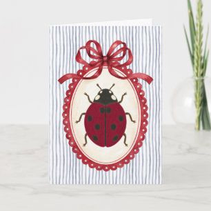 Marienkäfer Rot-Navy-Streifen Coquette Grußkarte Karte