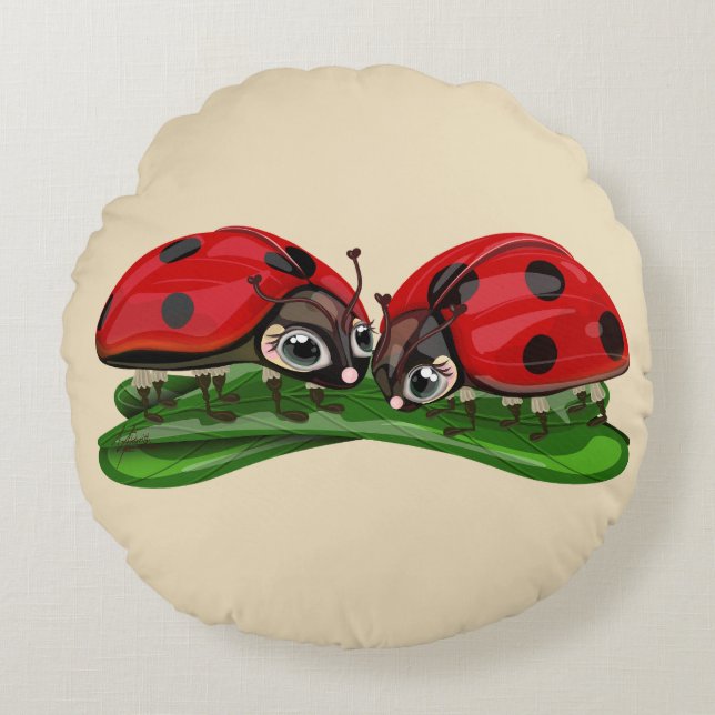 Marienkäfer  rundes kissen (Vorderseite)