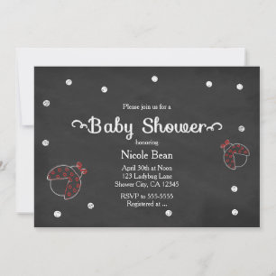 Marienkäfer-Schultafel-Punkte-Baby-Shower-Einladun Einladung