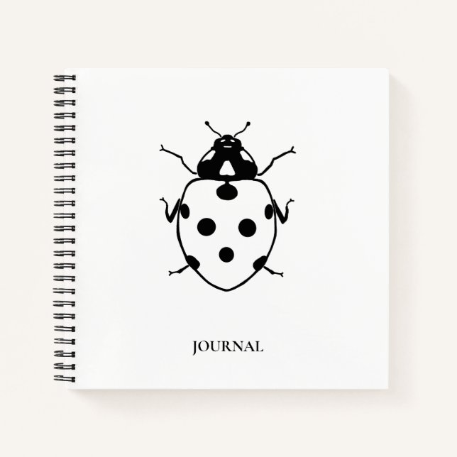 Marienkäfer Schwarz + Weiß Journal 8,5" x 8,5" Notizbuch (Vorderseite)
