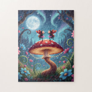 Marienkäfer tanzen auf einem Pilz - Whimsical