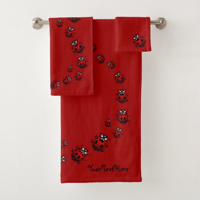 Marienkäfer-Tuch-Set-personalisierte Badhandtuch Set (Insitu)