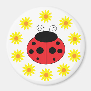 Marienkäfer und Blumen-Magnet Magnet