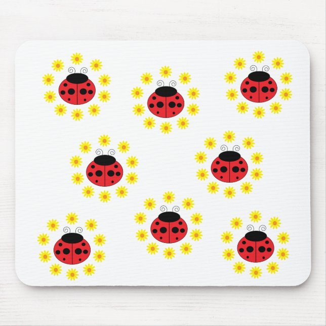 Marienkäfer und Gänseblümchen Mousepad (Vorne)