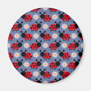 Marienkäfer und Gänseblümchen Muster Magnet