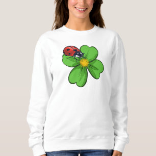 Marienkäfer und grüne Blätter Naturillustration Ve Sweatshirt