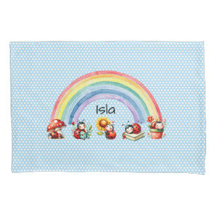 Marienkäfer und Regenbogen Blau gepunkteter Kinder Kissenbezug