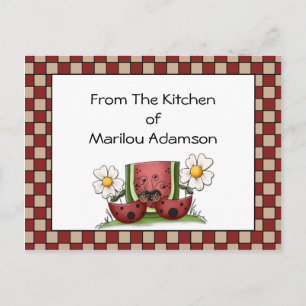 Marienkäfer und Wassermelonen Rezeptkarten Postkarte
