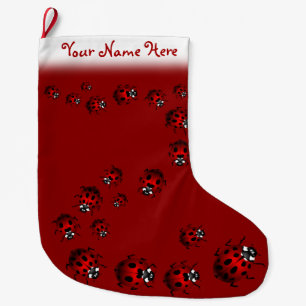 Marienkäfer-WeihnachtsStrumpf-personalisierter Großer Weihnachtsstrumpf