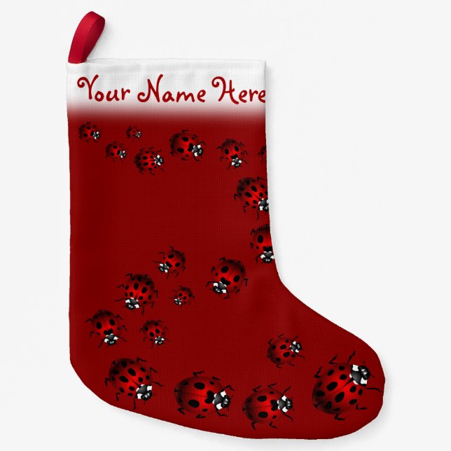 Marienkäfer-WeihnachtsStrumpf-personalisierter Kleiner Weihnachtsstrumpf (Vorderseite)