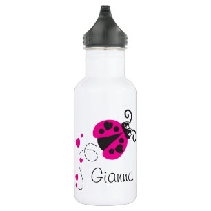 Marienkäfermädchennamenrosaherz-Getränkflasche Edelstahlflasche