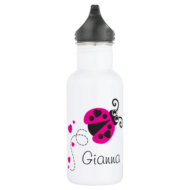 Marienkäfermädchennamenrosaherz-Getränkflasche Edelstahlflasche (Rechts)