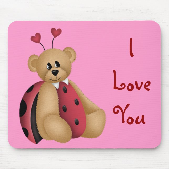 Marienkäferteddy-Bär Mousepad - i-Liebe Sie (Vorne)
