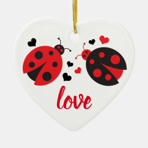 Marienkäfervalentine-Liebe-Herz-Verzierung Keramikornament