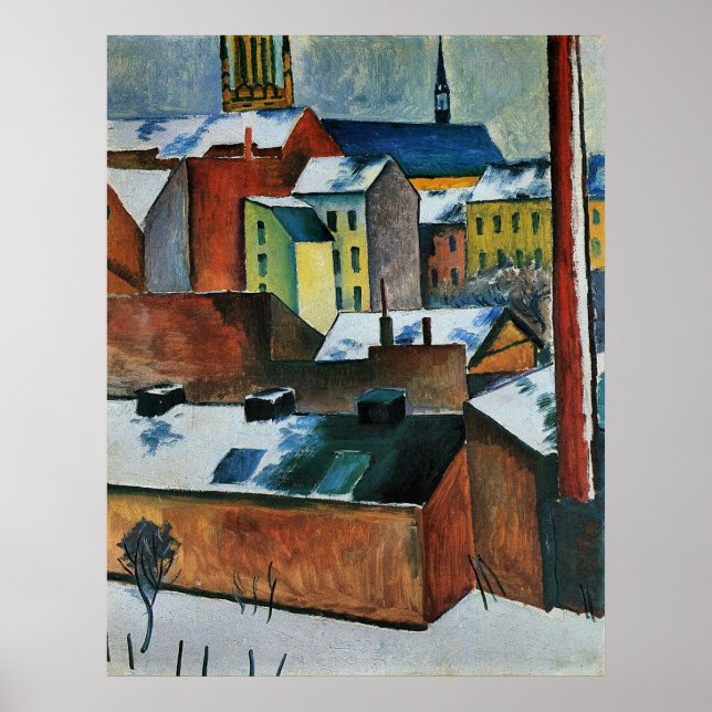 Marienkirche im Schnee von August Macke Poster (Vorne)