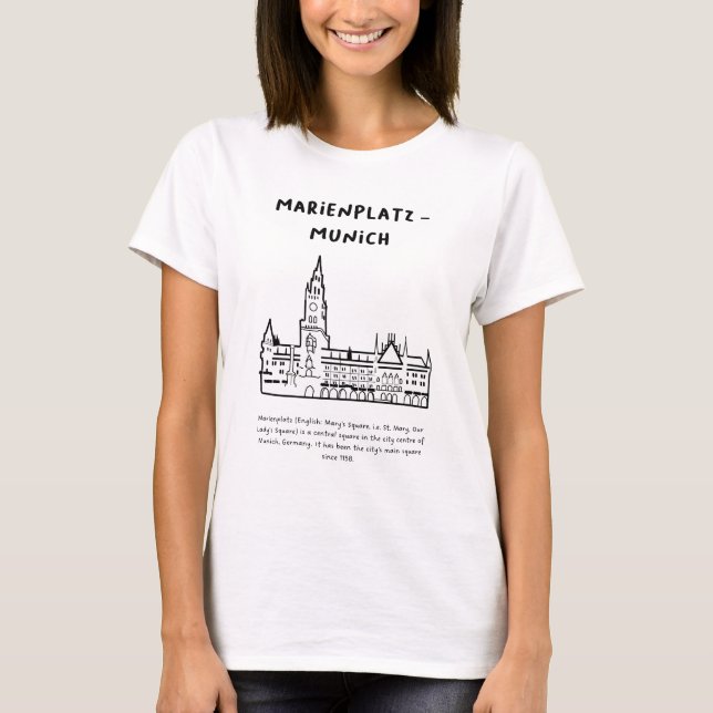 "Marienplatz, München" | Minimalistische Kunst, Se T-Shirt (Vorderseite)