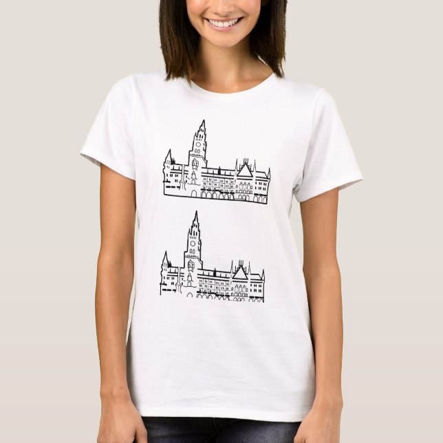 "Marienplatz, München" | Minimalistische Kunst, Se T-Shirt (Vorderseite)
