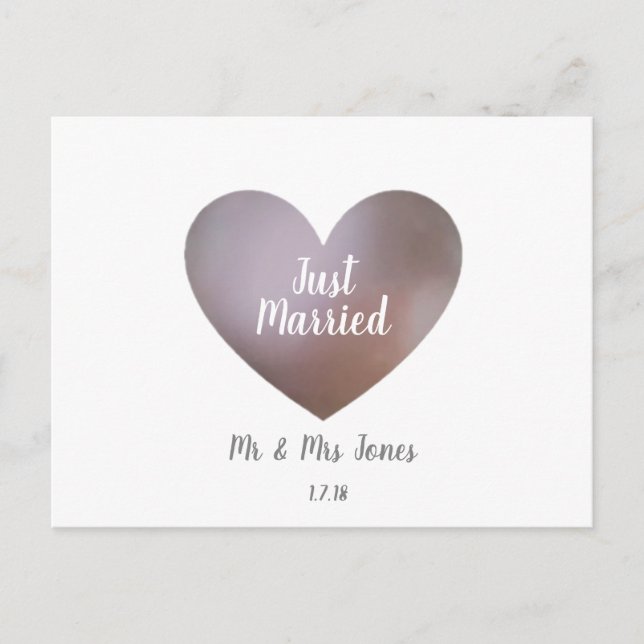 Mariés pearls & carte postale de mariage cœur viol (Devant)