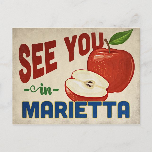 Marietta Georgia Apple - Vintage Travel Postkarte (Vorderseite)
