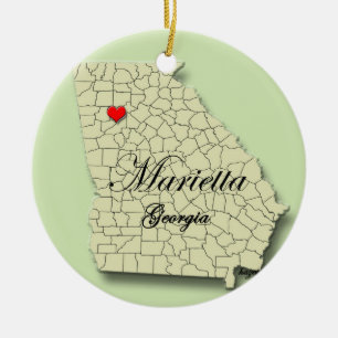 Marietta, la Géorgie. Carte, ornements de Noël