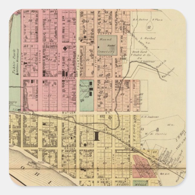 Marietta, Ohio Quadratischer Aufkleber (Vorderseite)