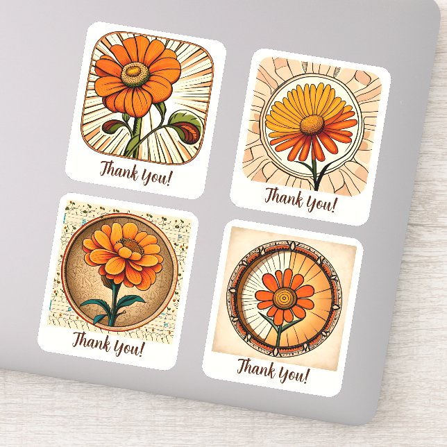 Marigold Blume Groovy Retro Personalisiert Aufkleber (Detail)
