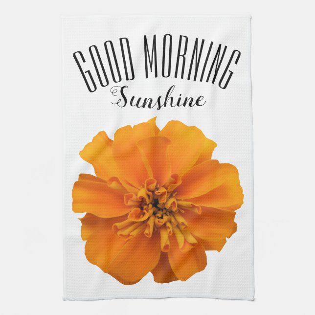 Marigold Blume Guten Morgen Sonnenschein Geschirrtuch (Vertikal)