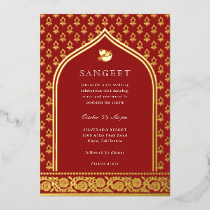 Marigold Blume Indian Floral Sangeet Gold Folieneinladung