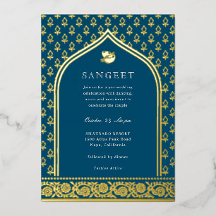 Marigold Blume Indian Floral Sangeet Gold Folieneinladung