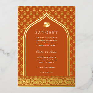 Marigold Blume Indian Floral Sangeet Gold Folieneinladung