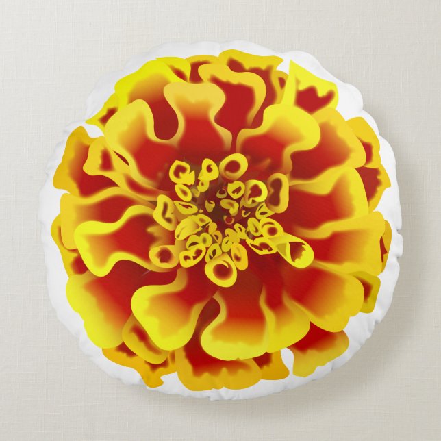 Marigold Blume Rundes Kissen (Vorderseite)