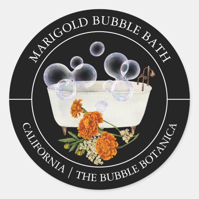Marigold Bubble Bath-Label Runder Aufkleber (Vorderseite)