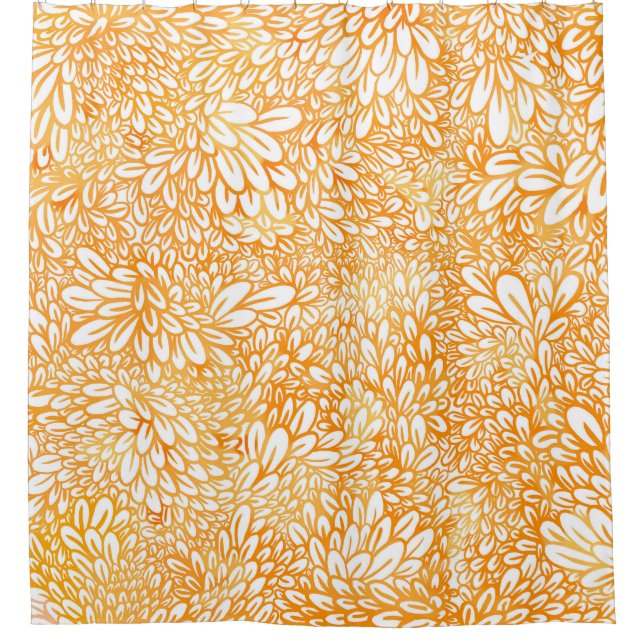 Marigold Floral: Einfaches Orangenmuster Duschvorhang (Vorderseite)