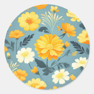 Marigold Floral Pattern Runder Aufkleber