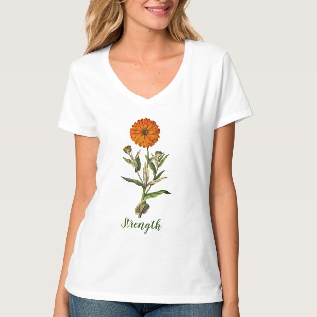 Marigold Force Inspirationnelle Florale T-shirt (Devant)