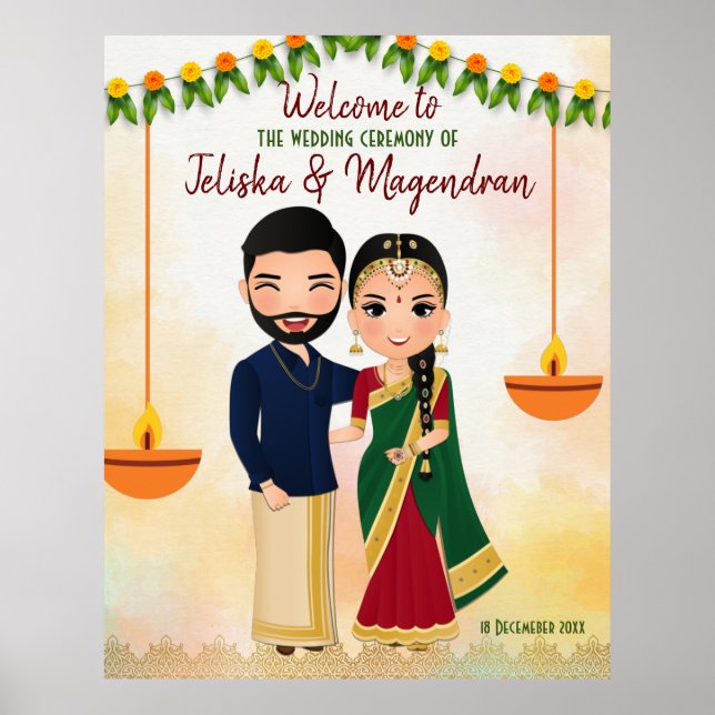 Marigold Garlands Tamil Hochzeitsempfang Poster (Vorne)