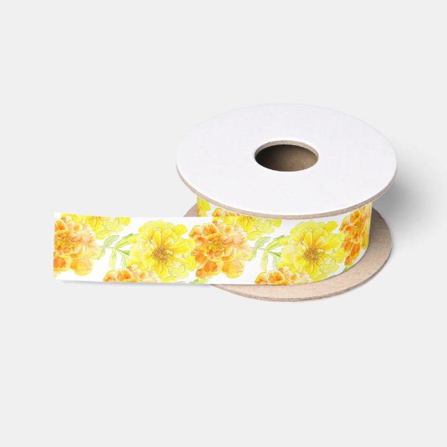 Marigold Gelbe Aquarellfarbenband Blume Satinband (Spule)